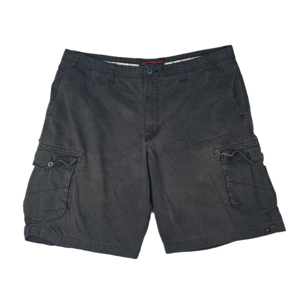 Vintage Tony Hawk Cargo Shorts Mens 38 Black Skate Casual Utility Pockets 90s